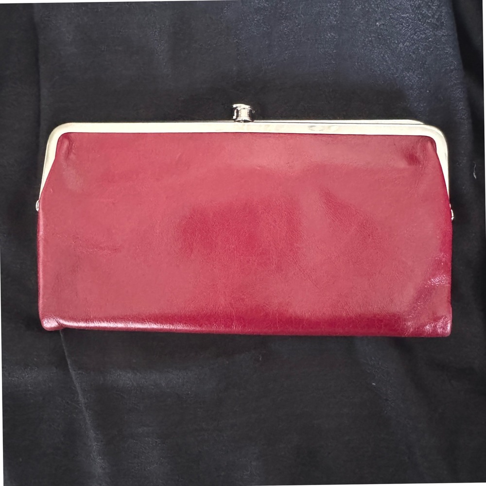 HOBO Cranberry Leather Kiss-Lock Wallet Clutch Y2K Retired Color‎